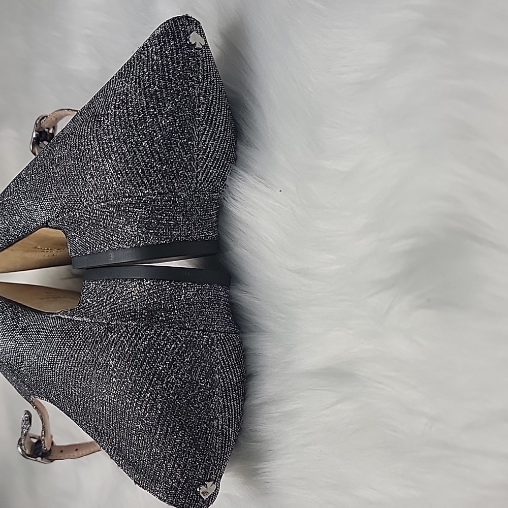 KATE SPADE NEW YORK Mallory Smoke Silver Mary Jane Sparkle Glam Party Flats 11 - Picture 8 of 12